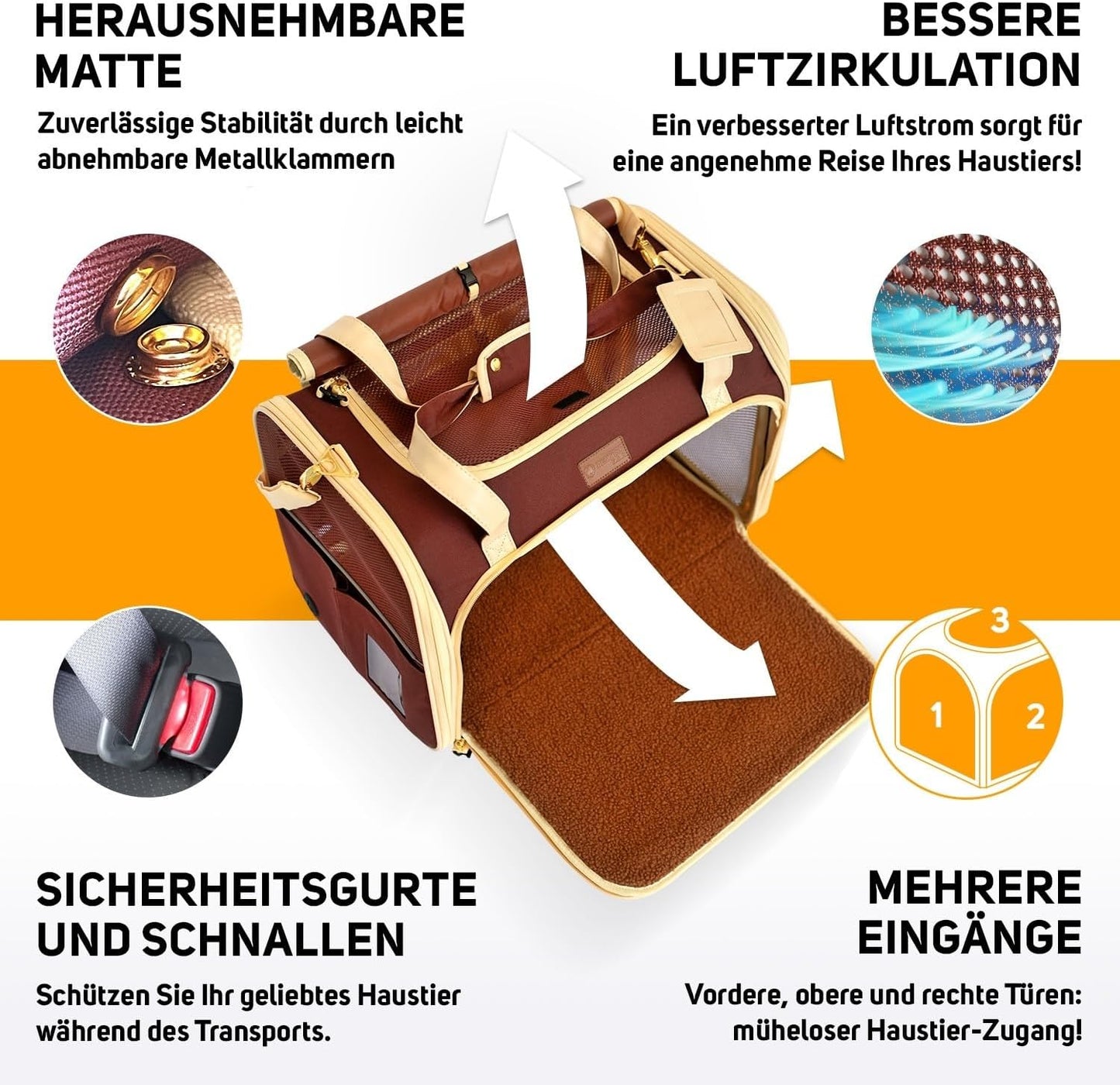 Haustier-Transporttasche, Dunkelbraun 51 x 36 x 33 cm