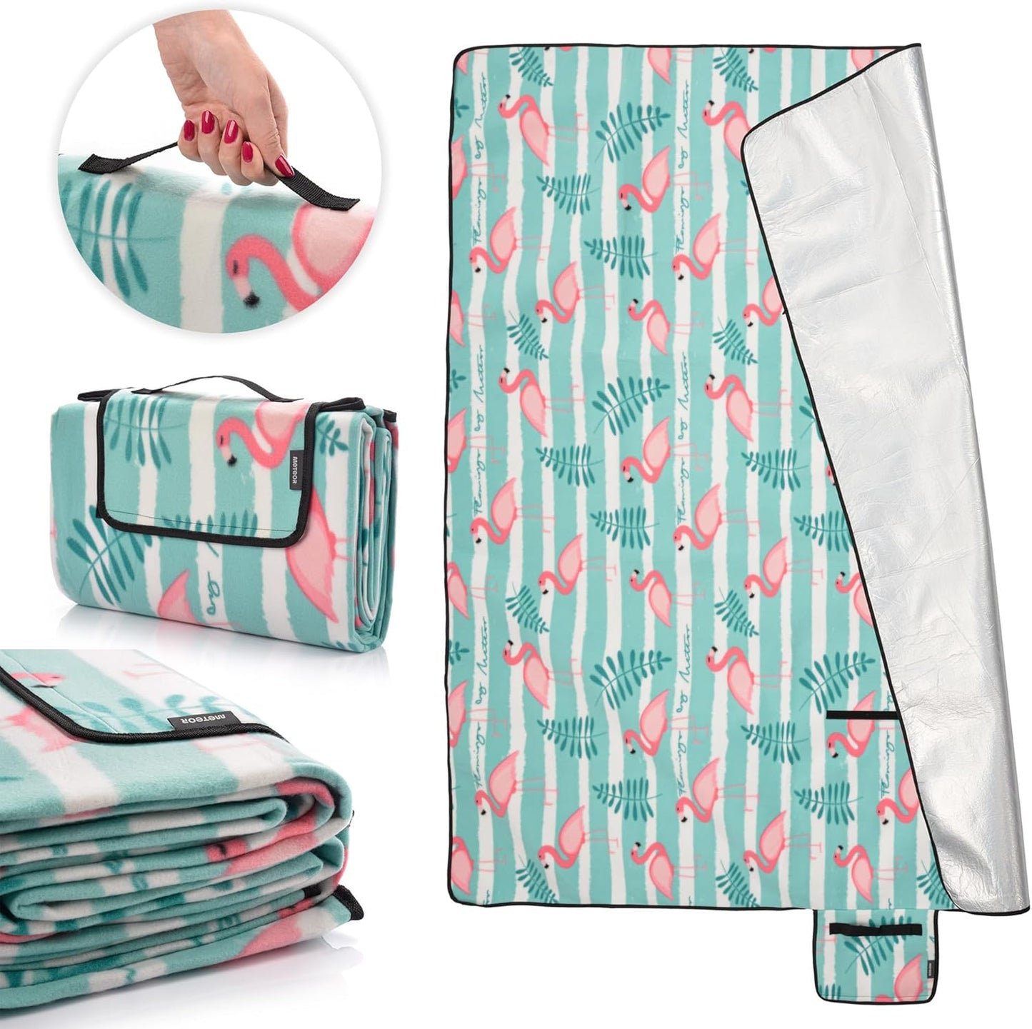 XXL-Picknickdecke, 200x200 cm, 200x200 cm Flamingos