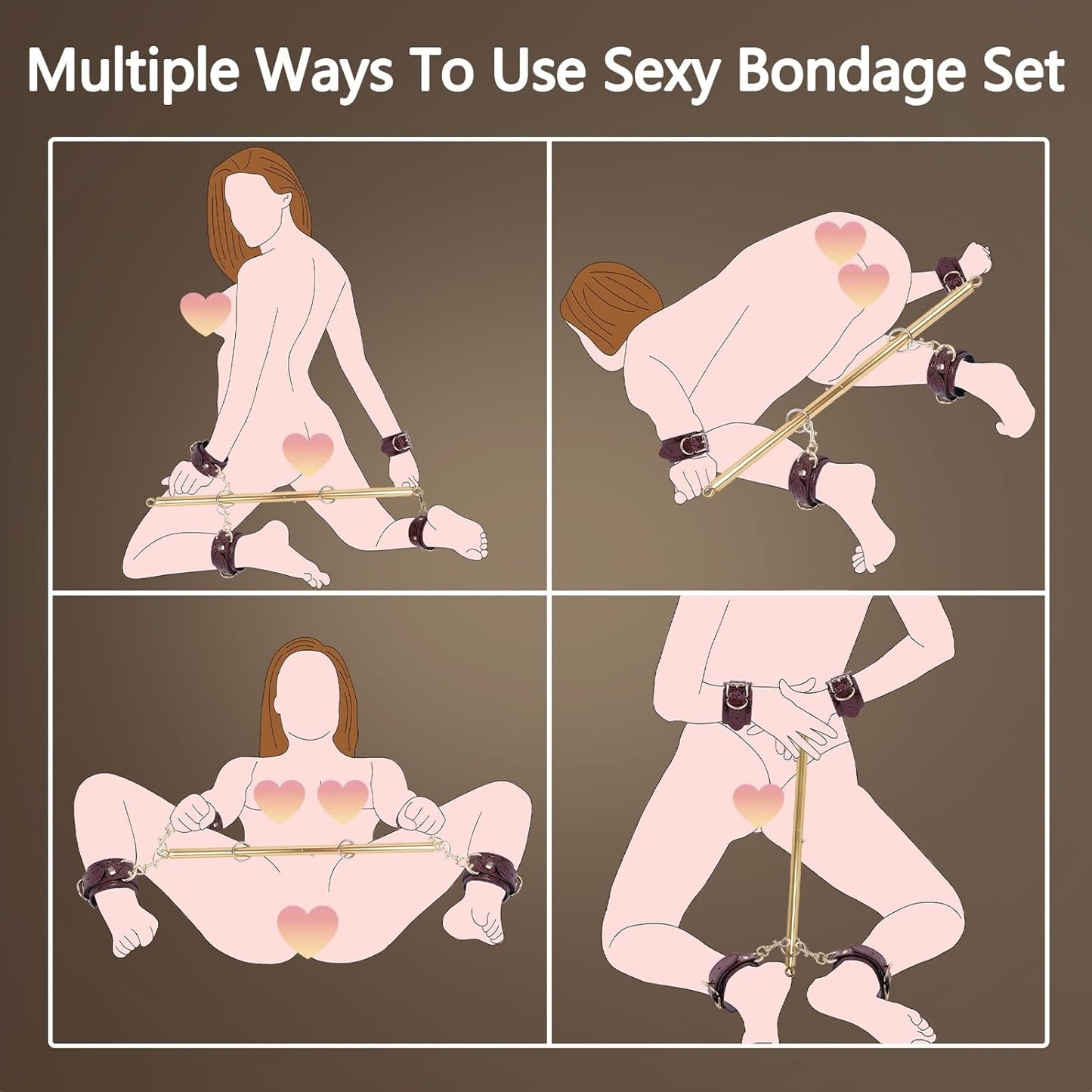BDSM Bondage Spreizstangen-Set (10-teilig), Rot