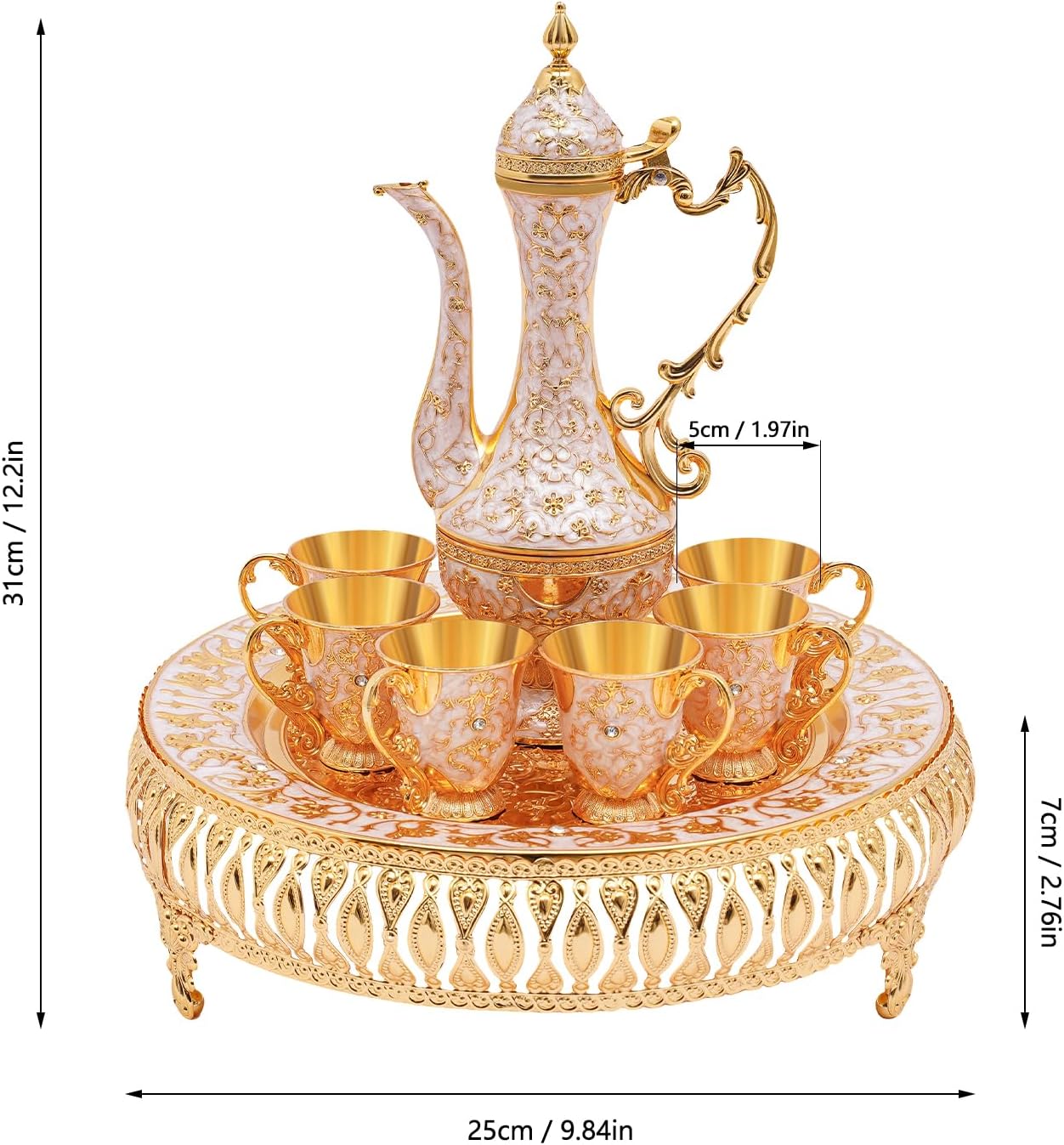 Teeservice mit Tablett, Gold