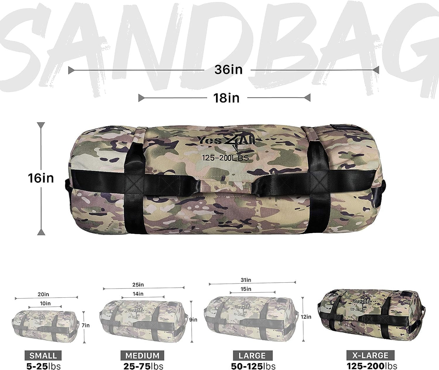 Fitness Sandsack, M. Tarnfarbe - (56kg - 90kg)