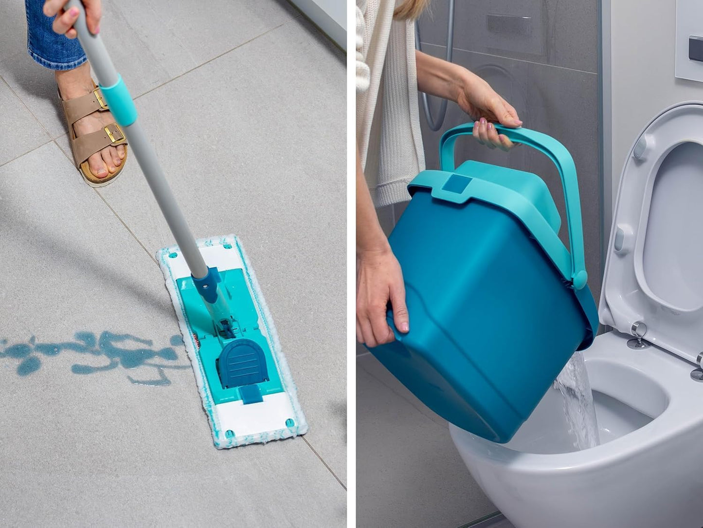 PowerClean Wischmopp-Set mit Mikrofaser-Bezügen, Nassreinigung PowerClean Set mit Extrabezug