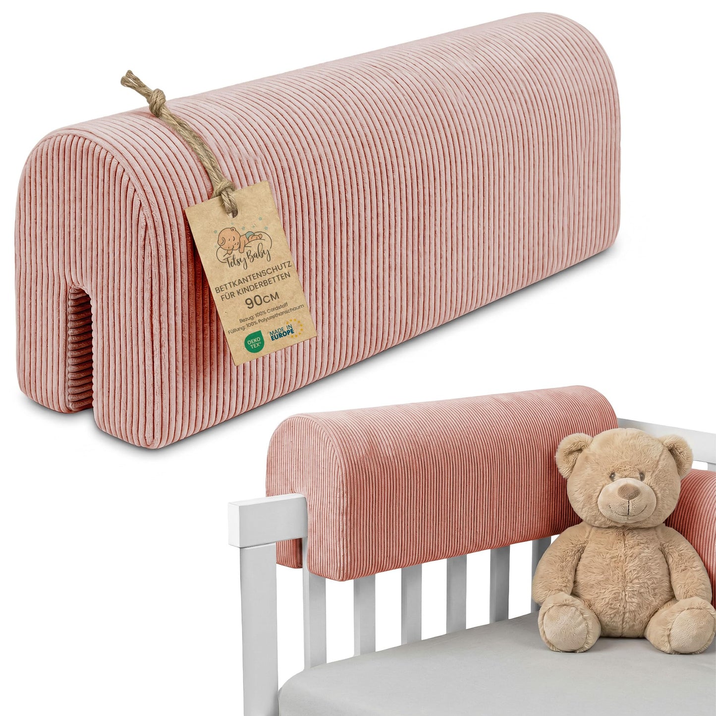 Bettkantenschutz für Kinderbetten, Rosa B 90 cm