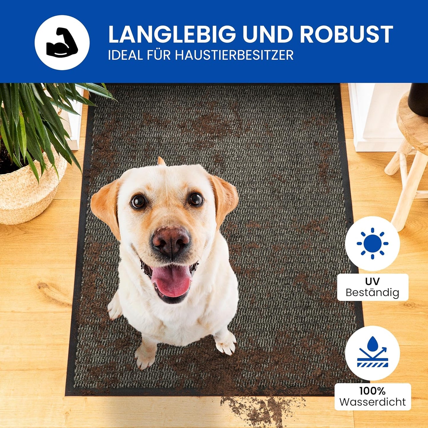 Hochwertige rutschfeste Schmutzfangmatte, 90 x 150cm, 90x150 Beige-schwarz