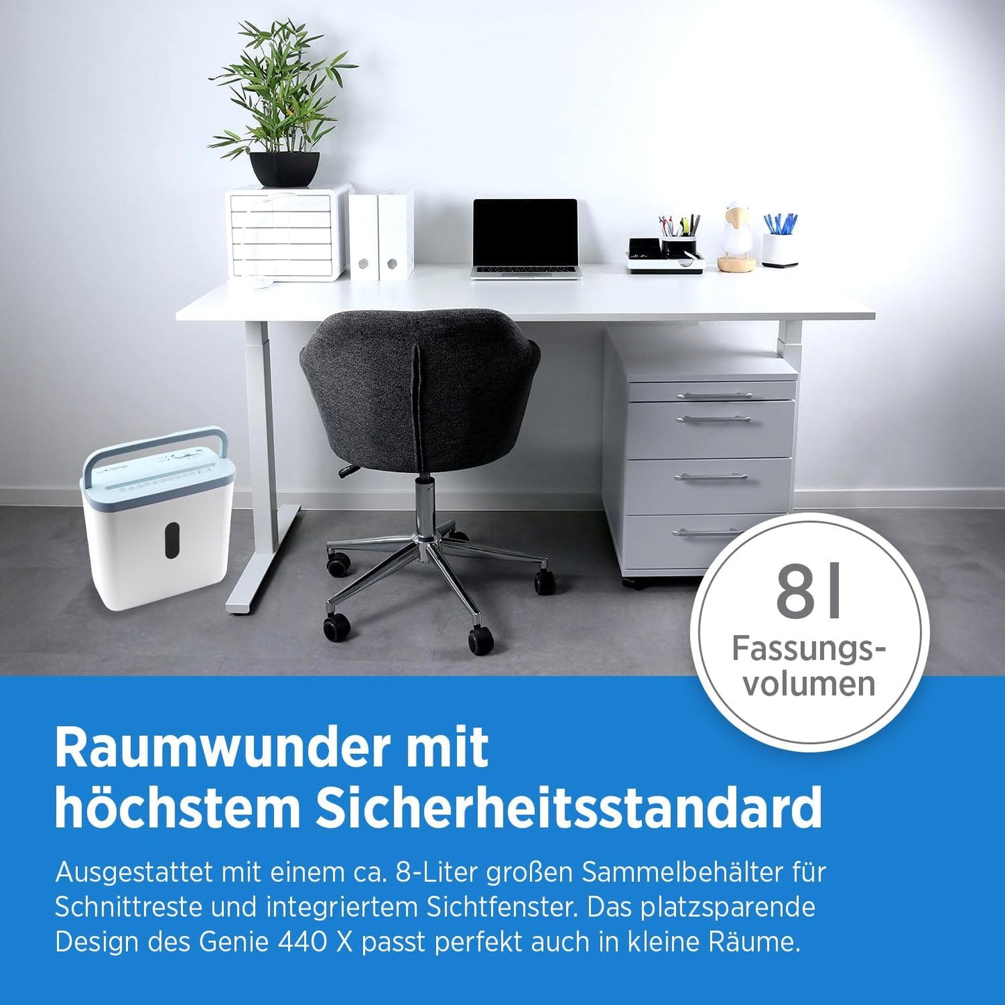 Aktenvernichter 440 X mit Partikelschnitt, Blau