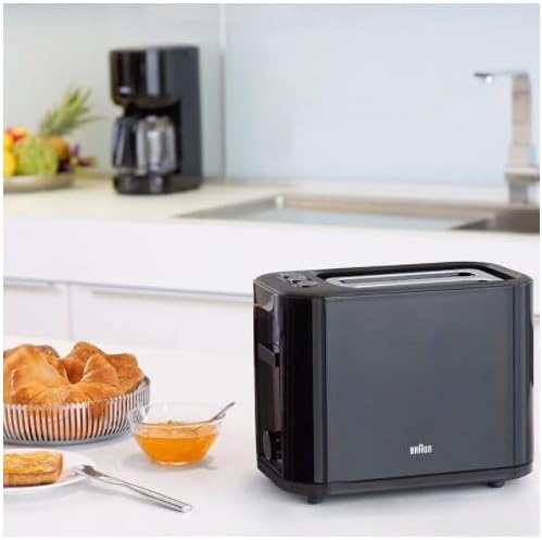 Doppelschlitz-Toaster mit Brötchenaufsatz und 7 Röstgraden, Schwarz Doppelschlitz