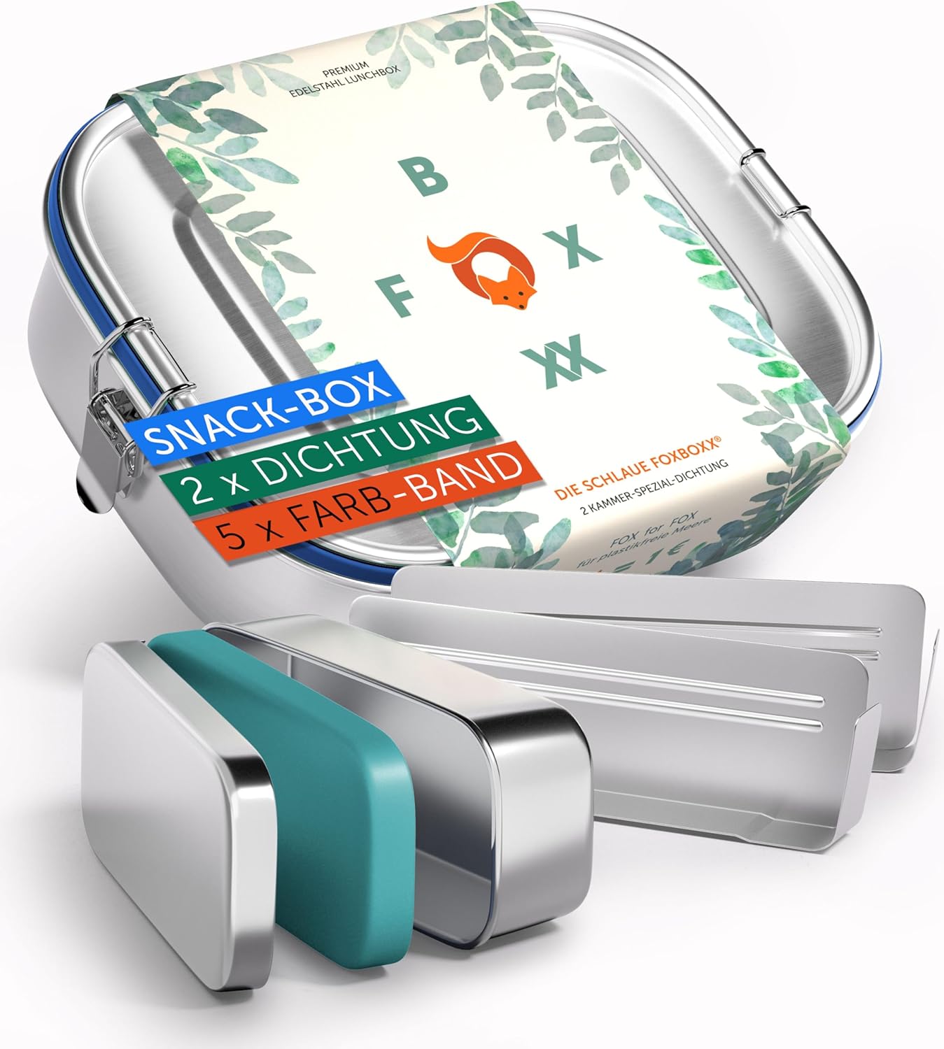 Brotdosen-Set mit Trennwänden (3 Fächer), Mini + 2 Trenner + Mini-Dose