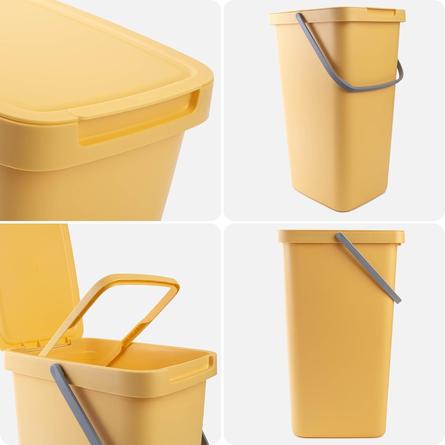 Abfallbehälter mit Deckel und Griff, 25L|Gelb