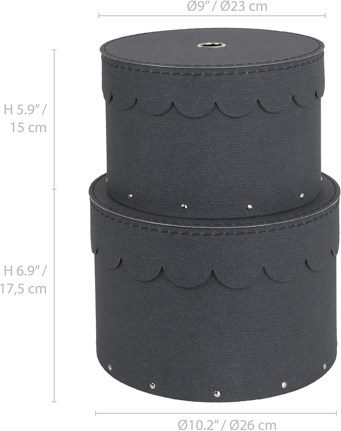 Runde Aufbewahrungsboxen-Set, Schwarz