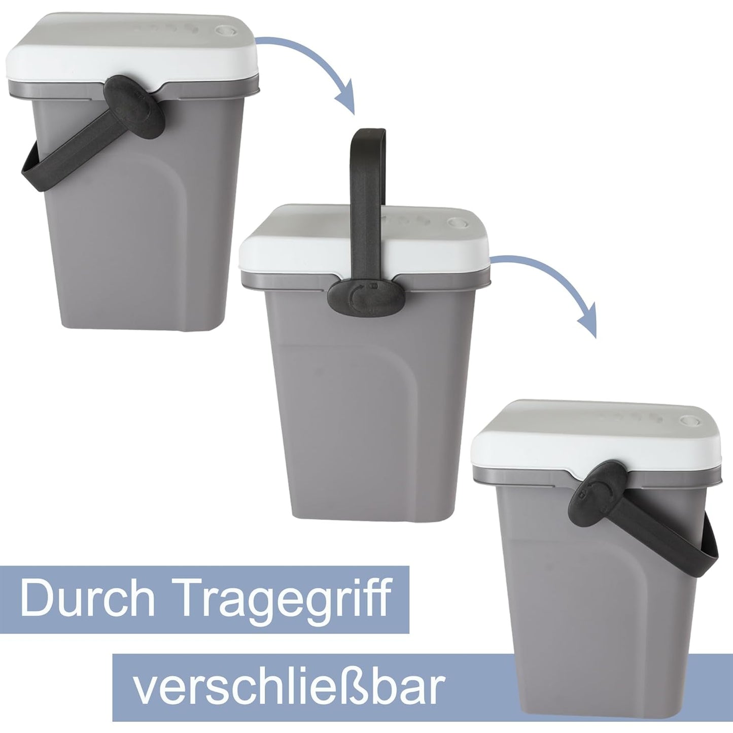 Abfalleimer mit Gummidichtung, Blau 7 Liter