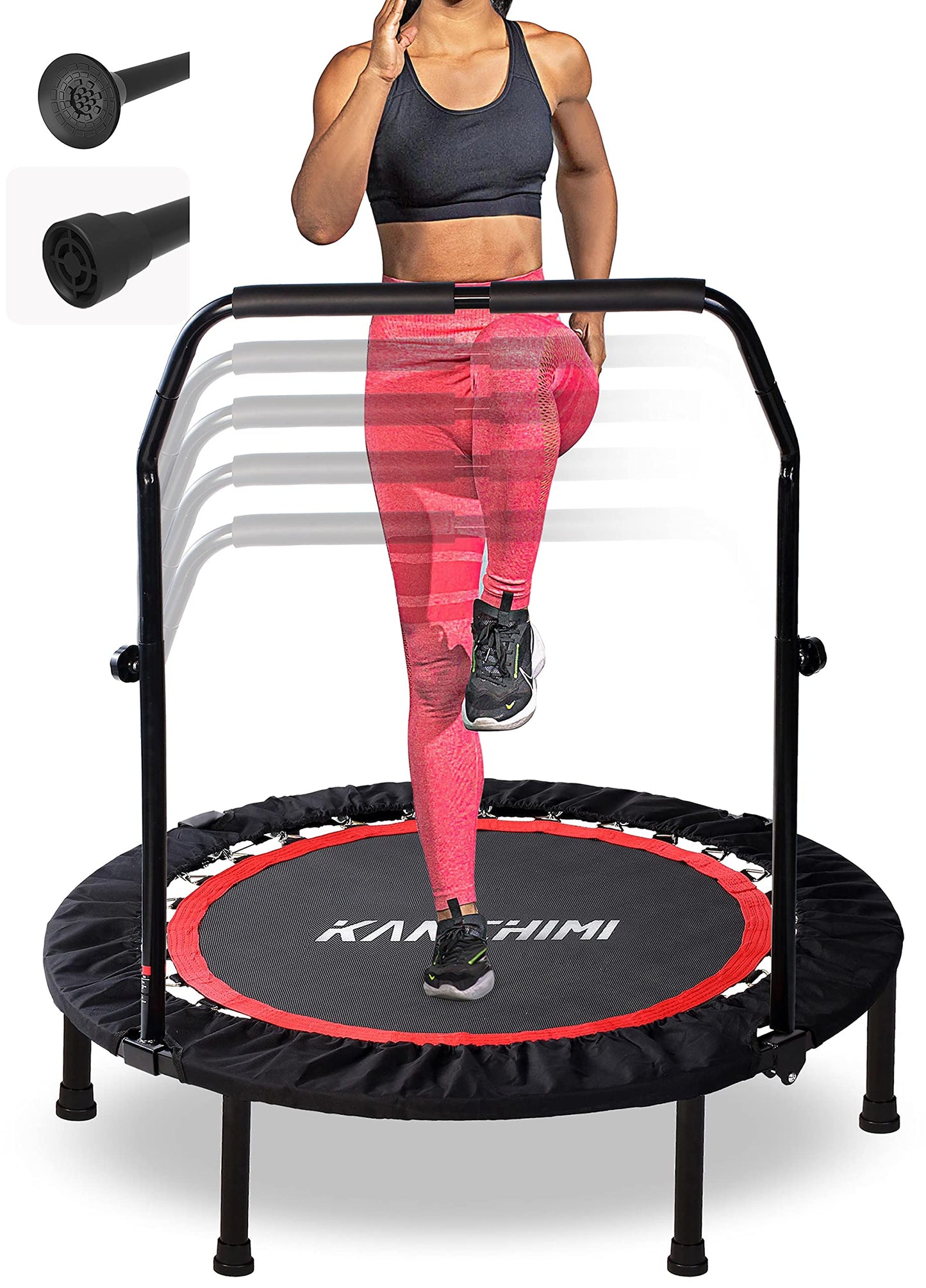 Faltbares Indoor-Fitness-Trampolin mit Griff, 40 inch（101.6 cm） Schwarz
