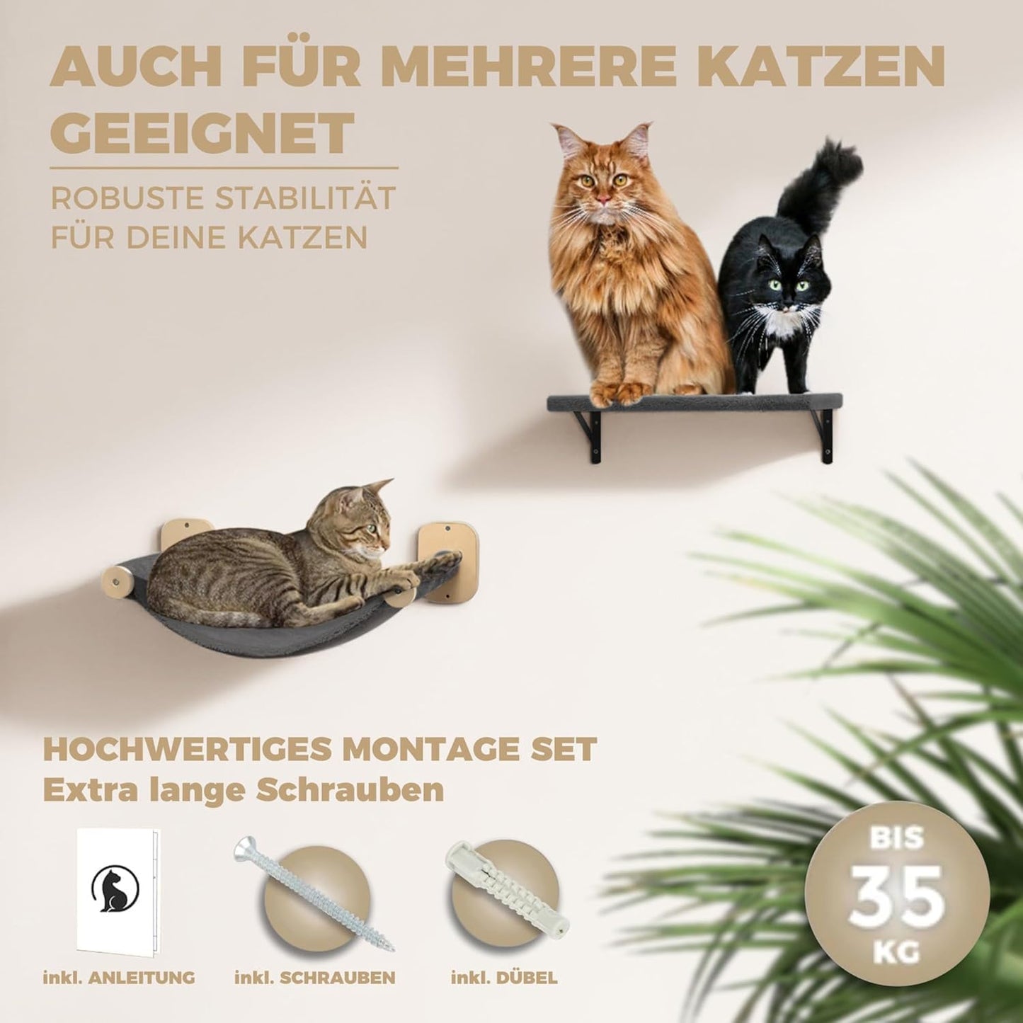 Kletterwand mit Kratzbaum Set, Komplettset (8-teilig)