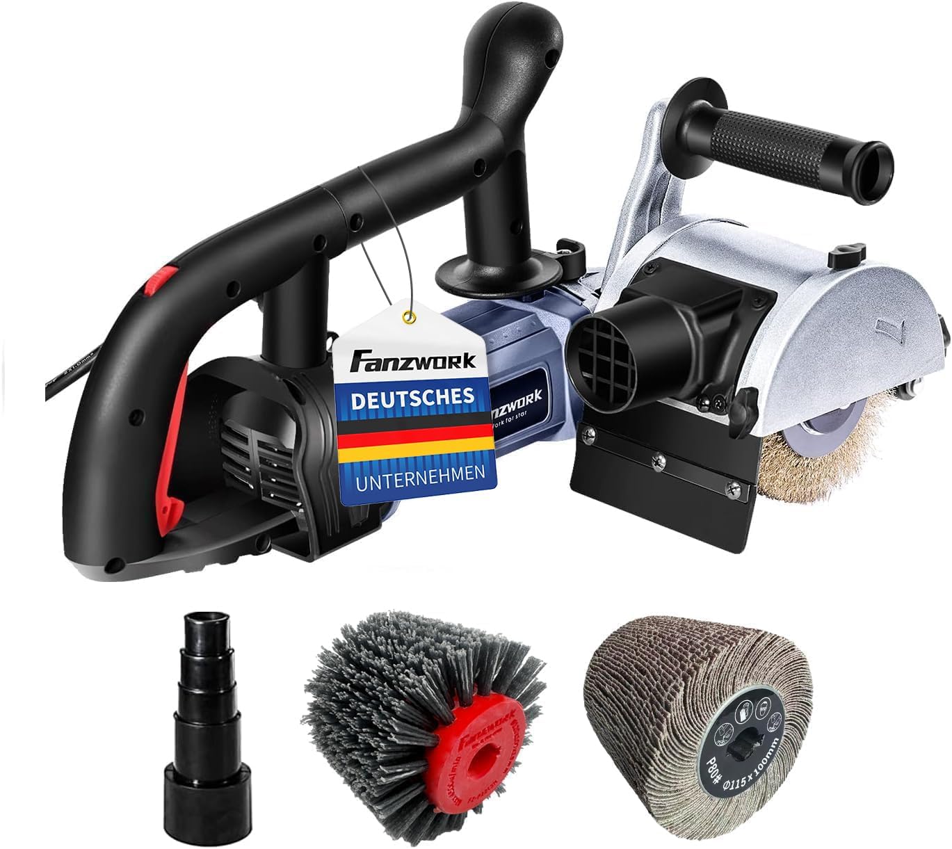 Satiniermaschine V2 mit Bürsten & Drehzahlregelung, V2 Set mit Messing & Nylon & Schleifpapier Bürste