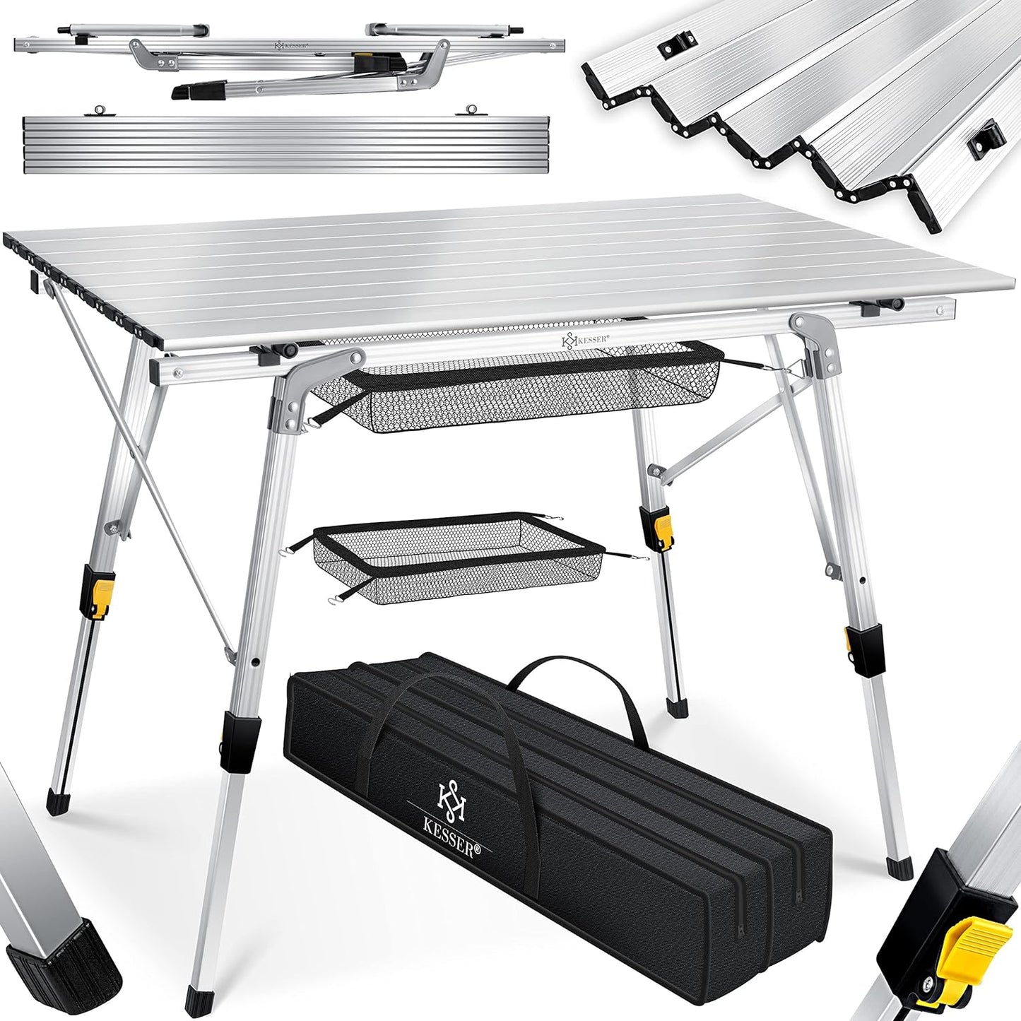 Campingtisch, 90cm x 53cm Silber
