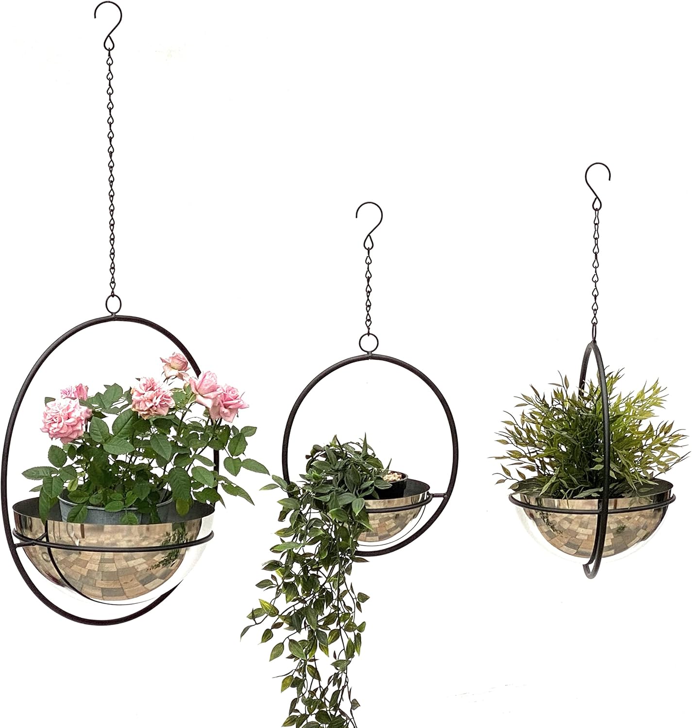 3er-Set Blumenampeln 96087 im Vintage Look