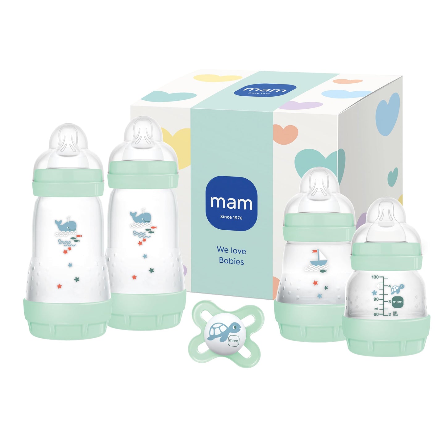 Anti-Kolik Babyflaschen-Set (5-teilig), Wal