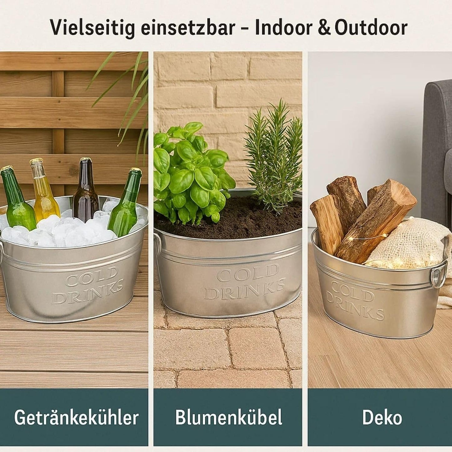 Zinkwanne XXL Getränkekühler 24 Liter