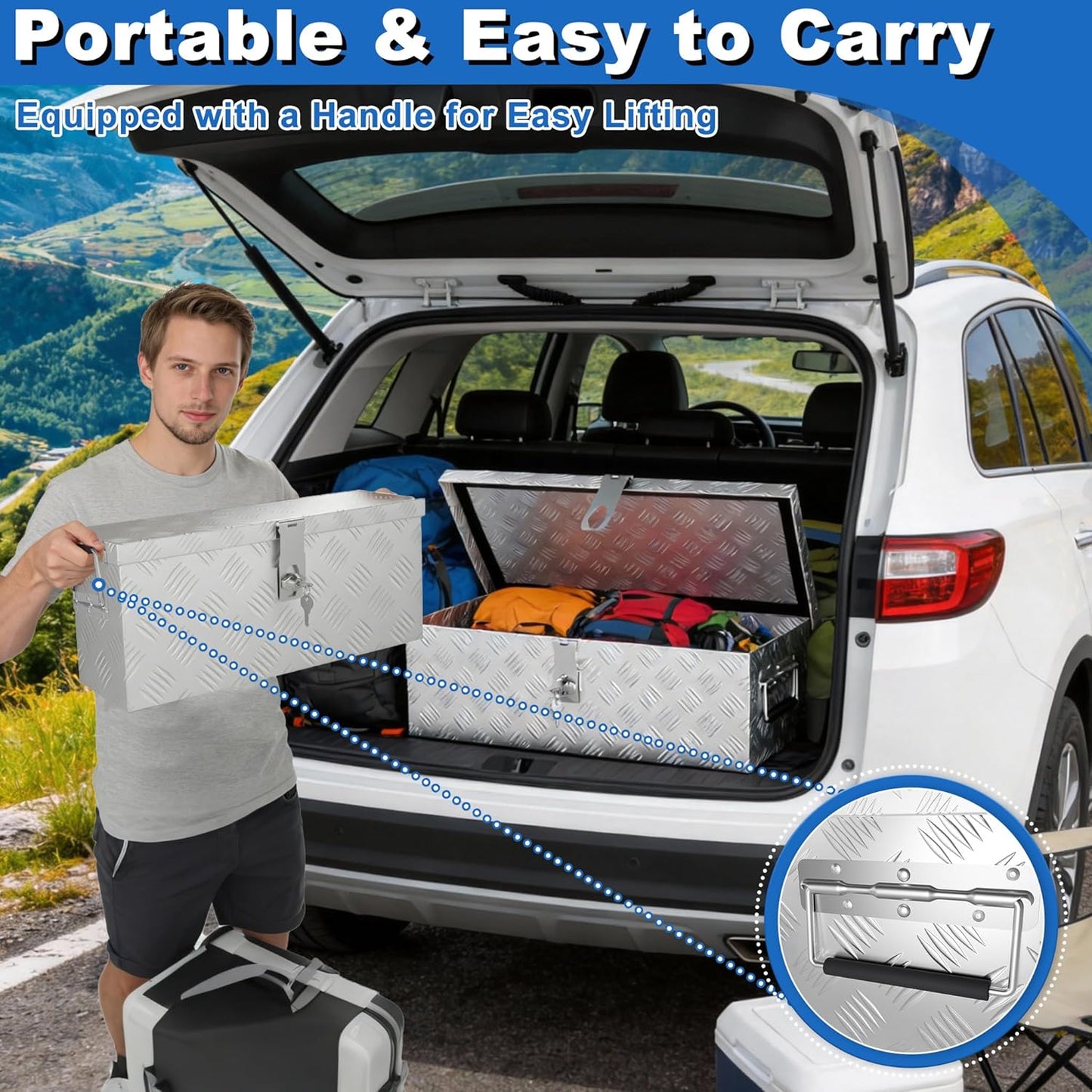 18L Aluminium Transportbox, 18 L - 52×16×22 CM Silber