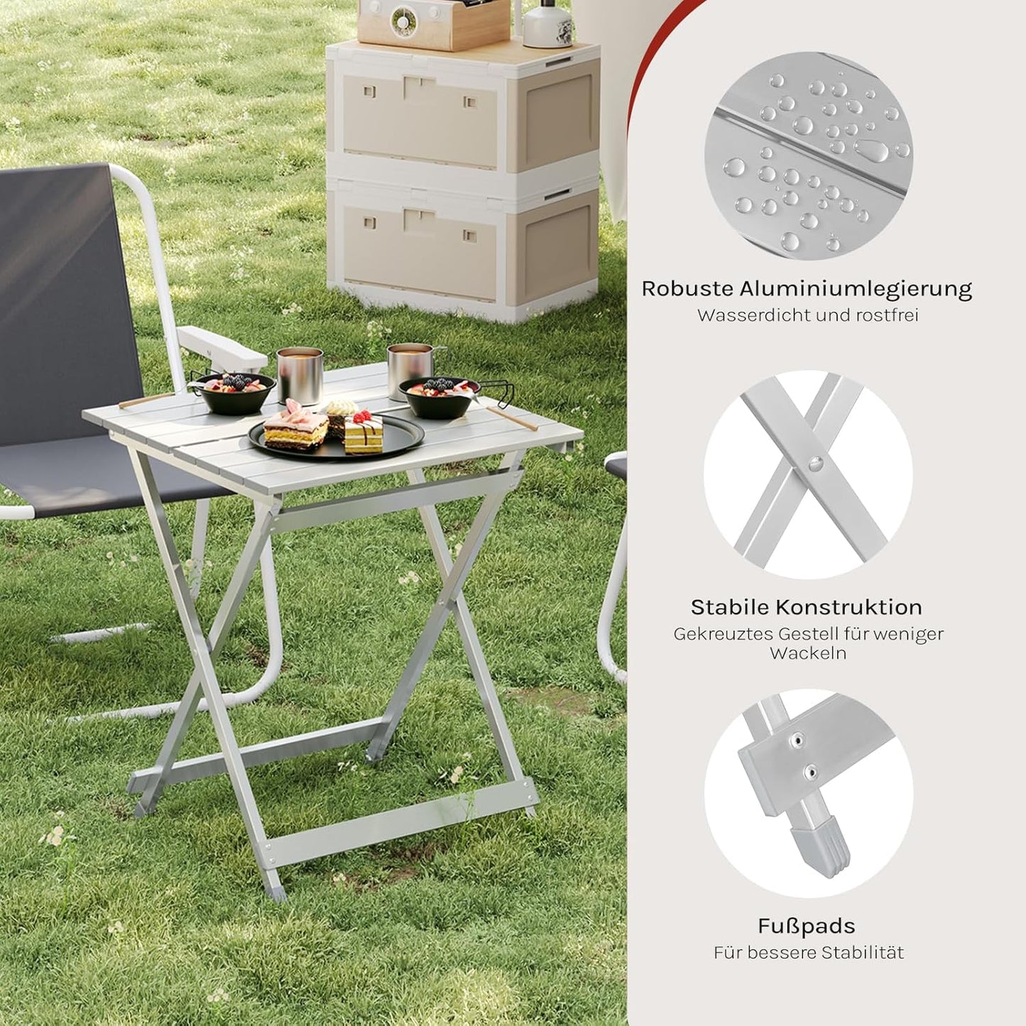 Klappbarer Campingtisch, Silber