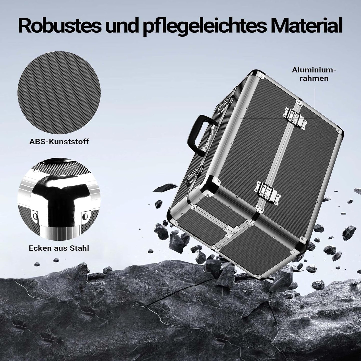 Alu Transportkoffer mit Innenaufteilung, Schwarz 7-XL