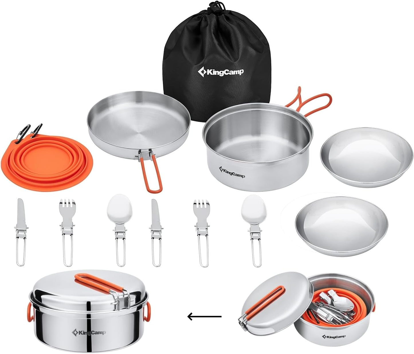 Camping-Geschirr-Set für 2 Personen, 2-3 Person