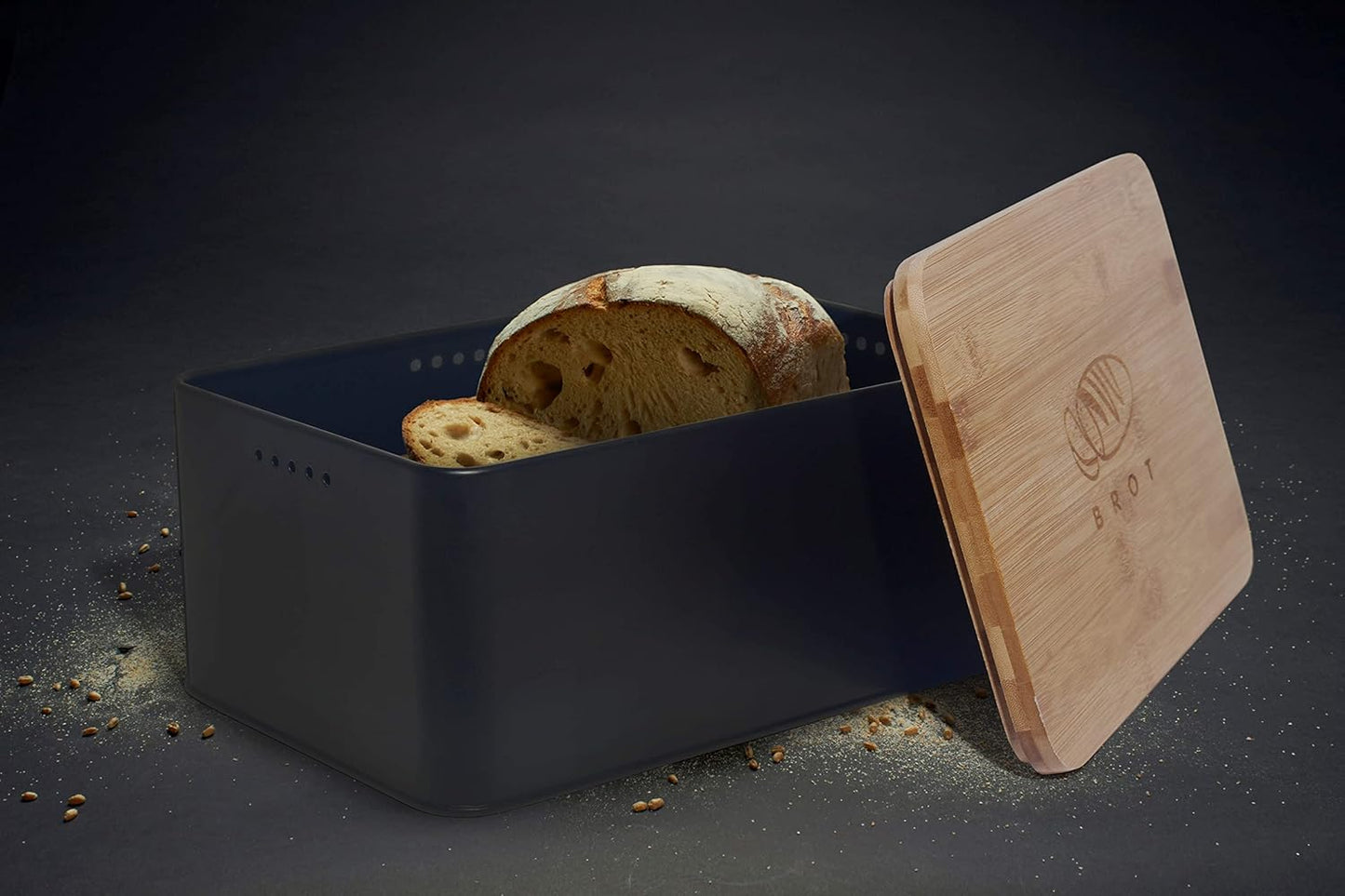 Brotkasten mit Schneidebrett, Anthrazit