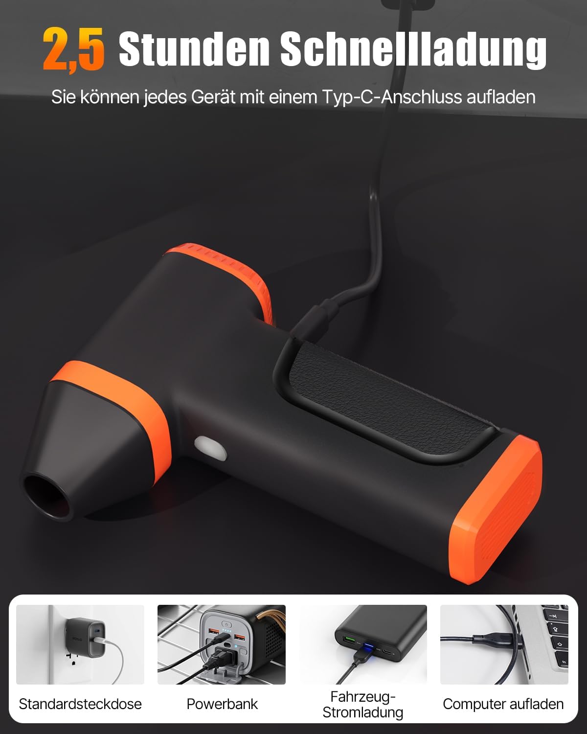 Elektrischer Staubgebläse, kabellos, wiederaufladbar
