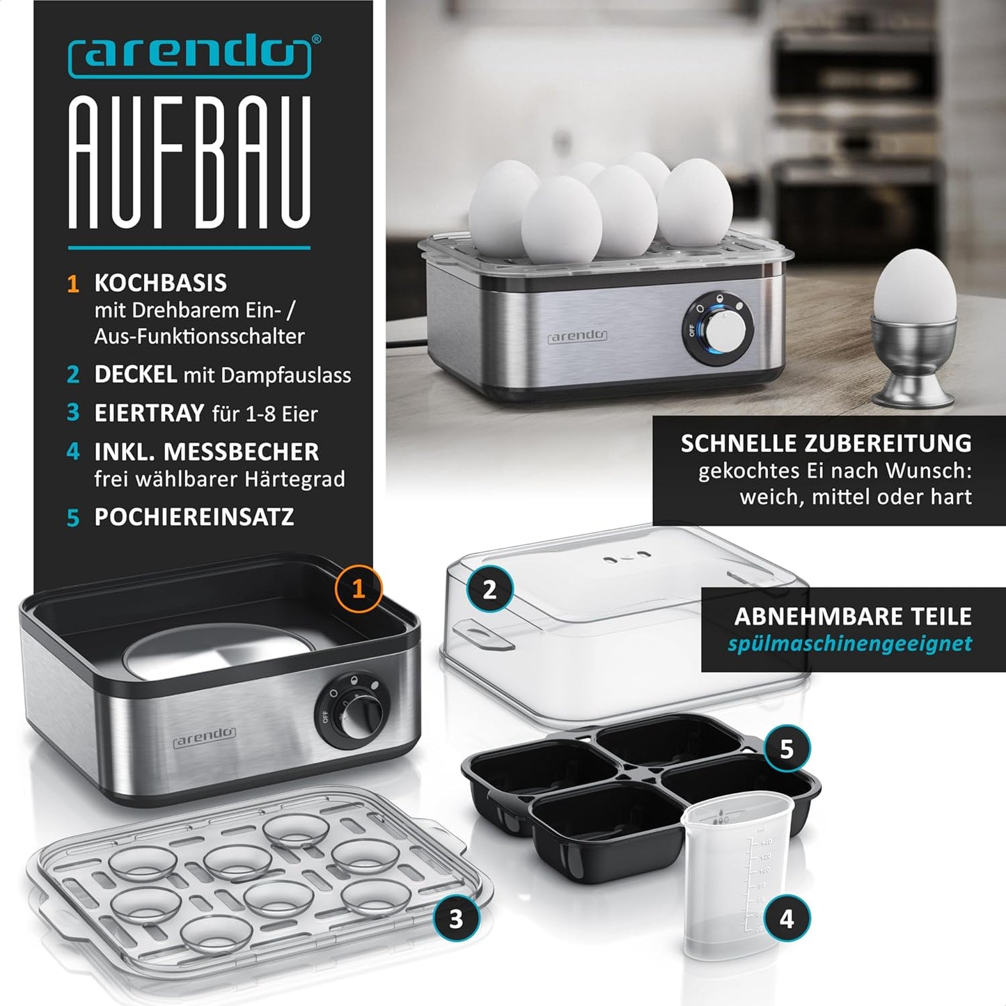 Eierkocher Eight Cook, Silber