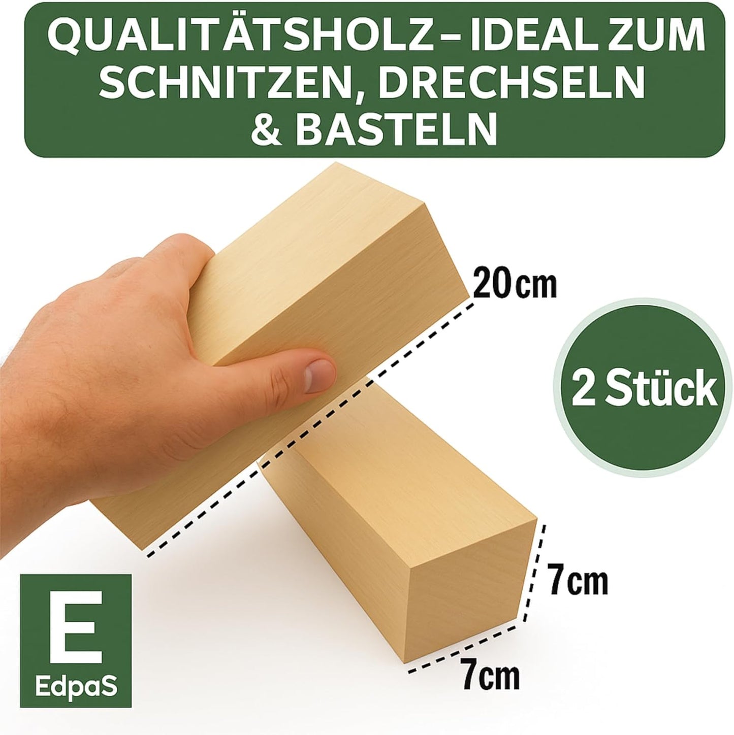 Schnitzholz, 2 Blöcke, Zirbenholz Gross (2x)