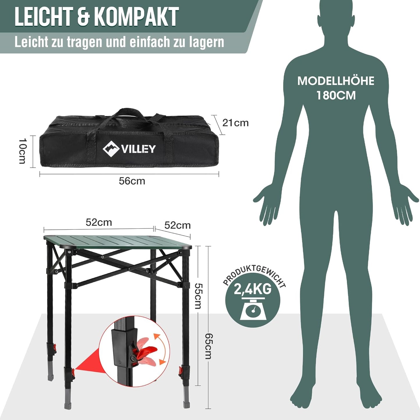 Klapptisch mit Tragetasche, Medium