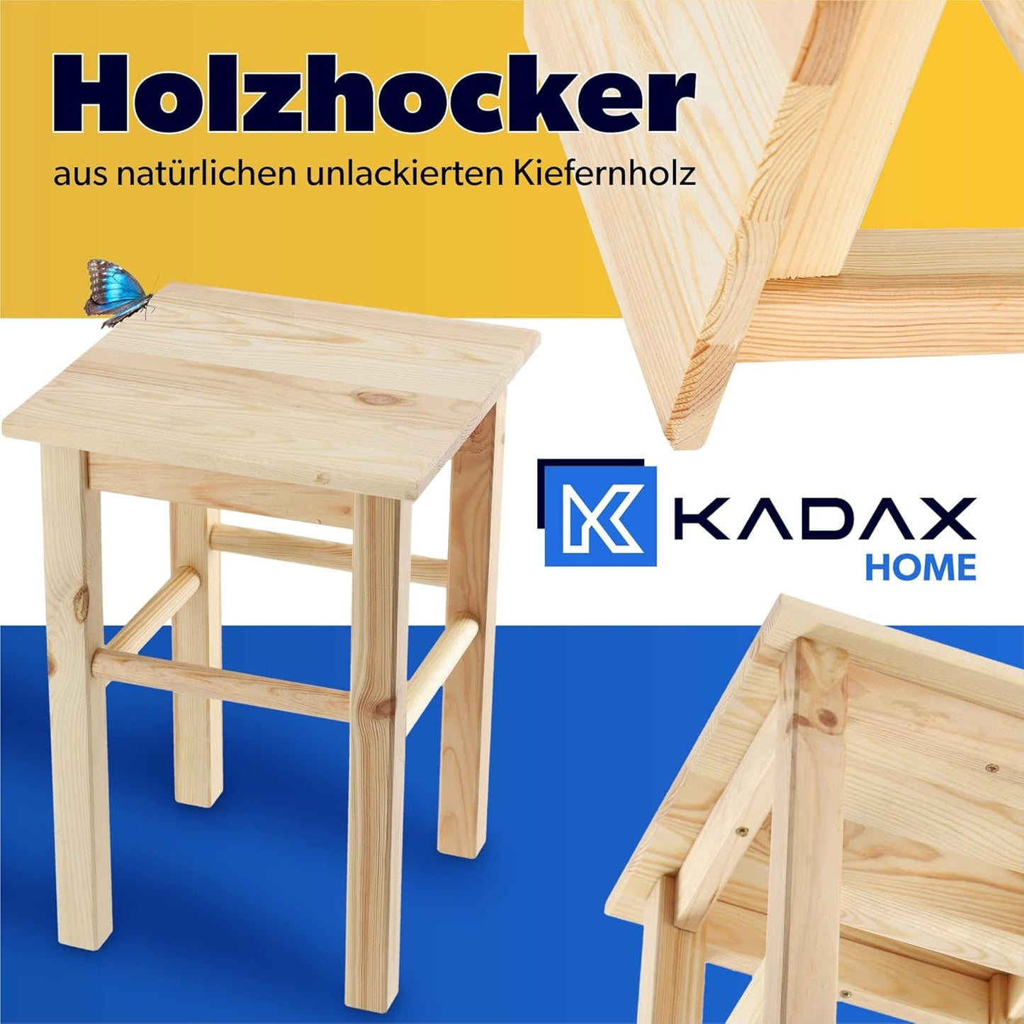 Quadratischer Holzhocker, Quadratisch