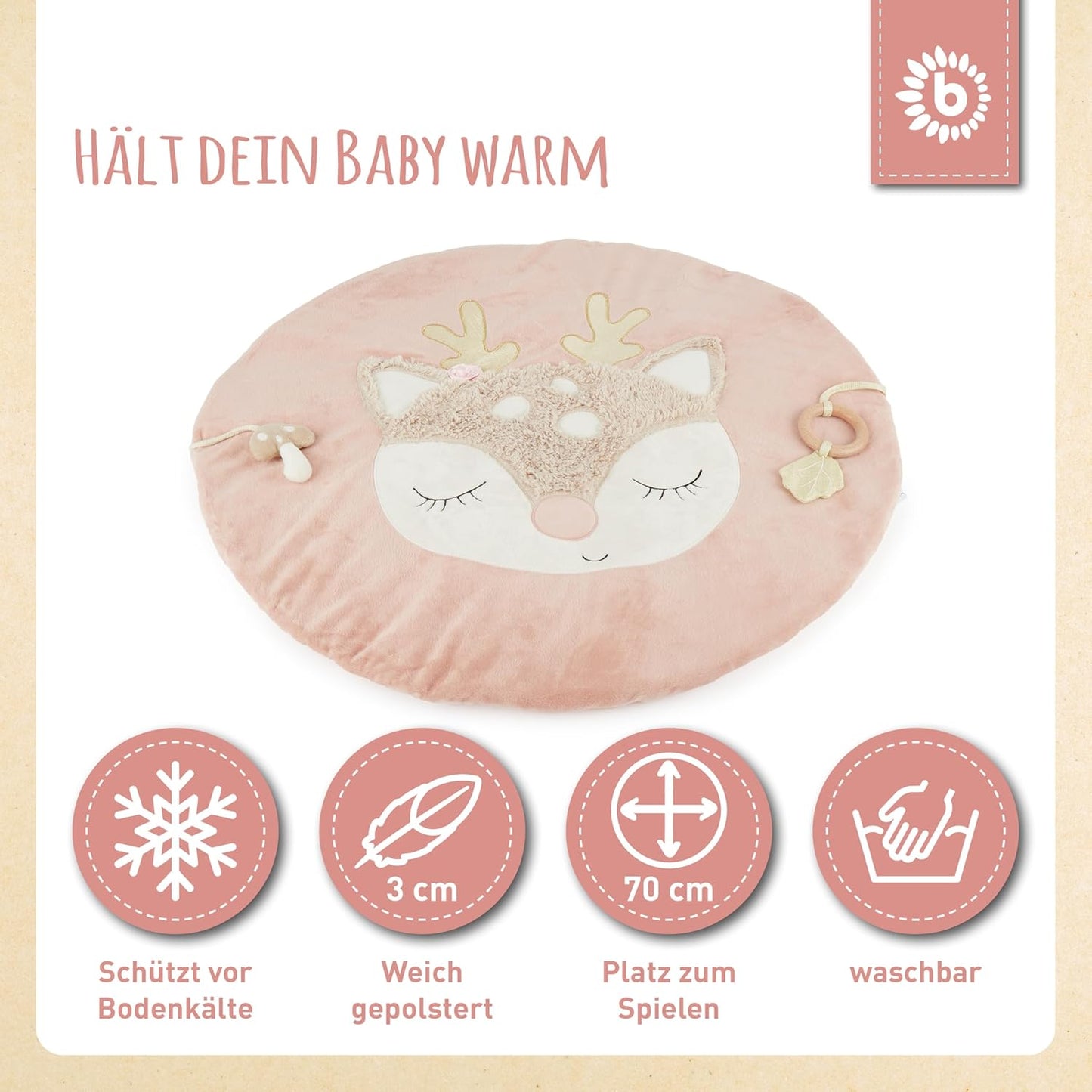 Runde Krabbeldecke für Spielbogen, Rosa