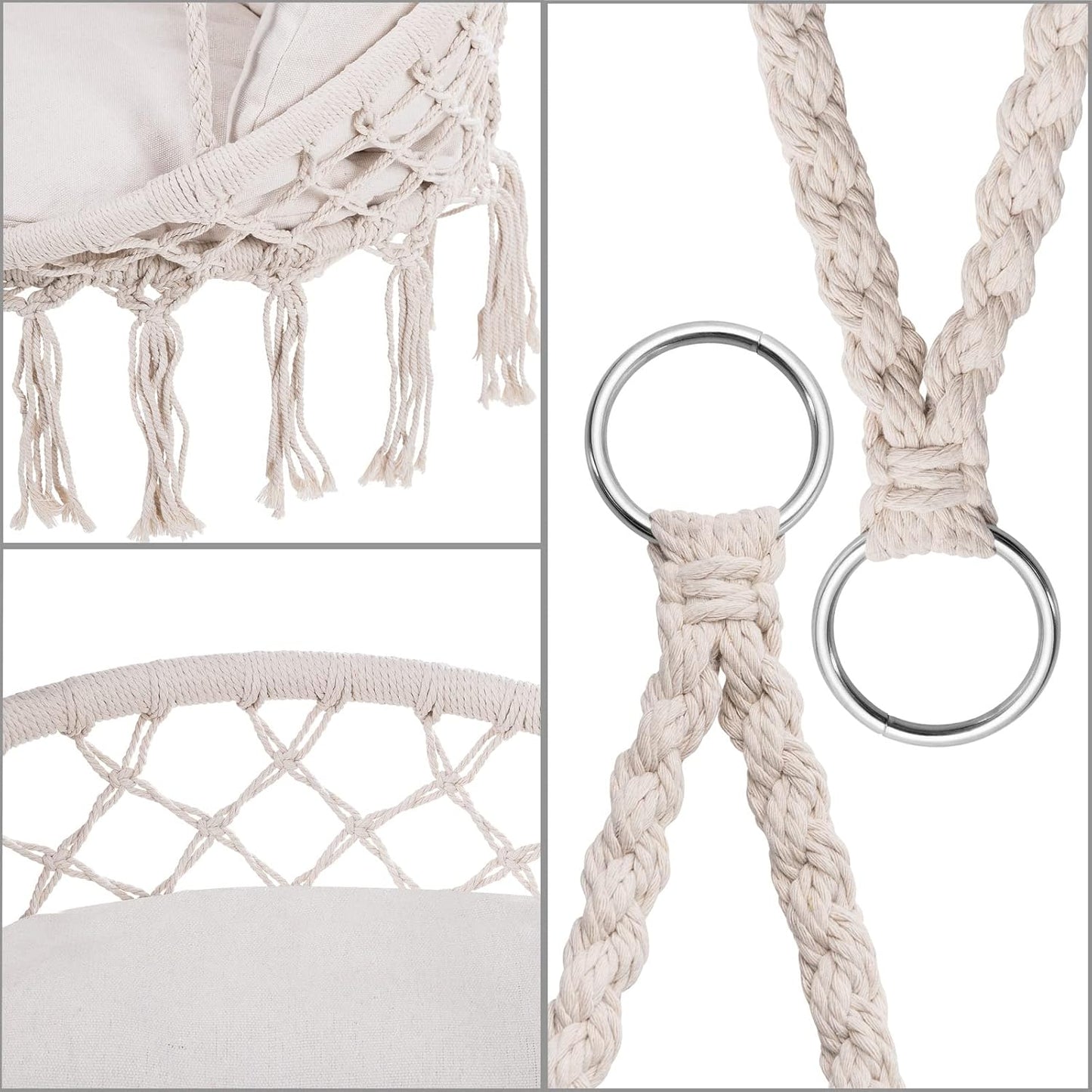 Hängesessel im Boho Stil, Creme
