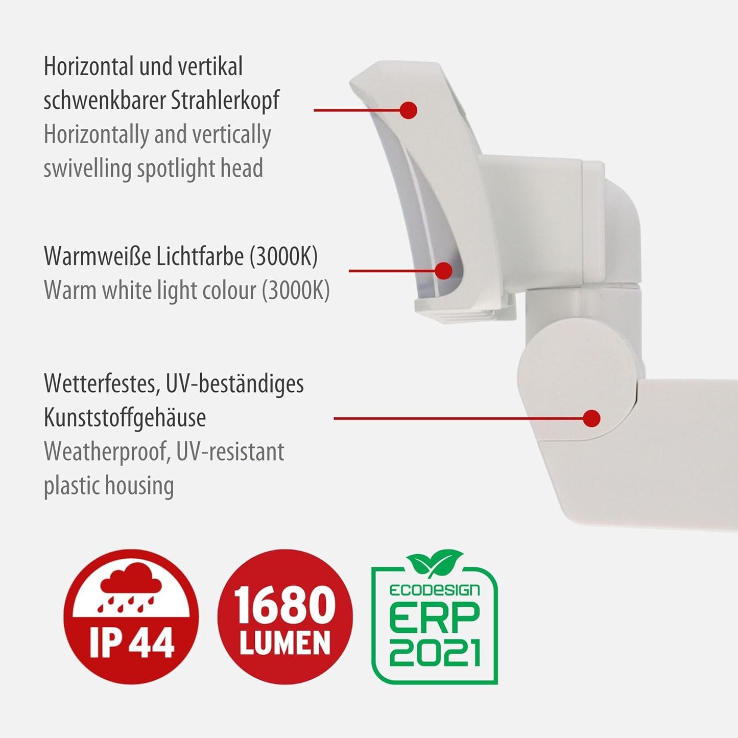 LED-Aussenstrahler, Weiss ohne Bewegungsmelder