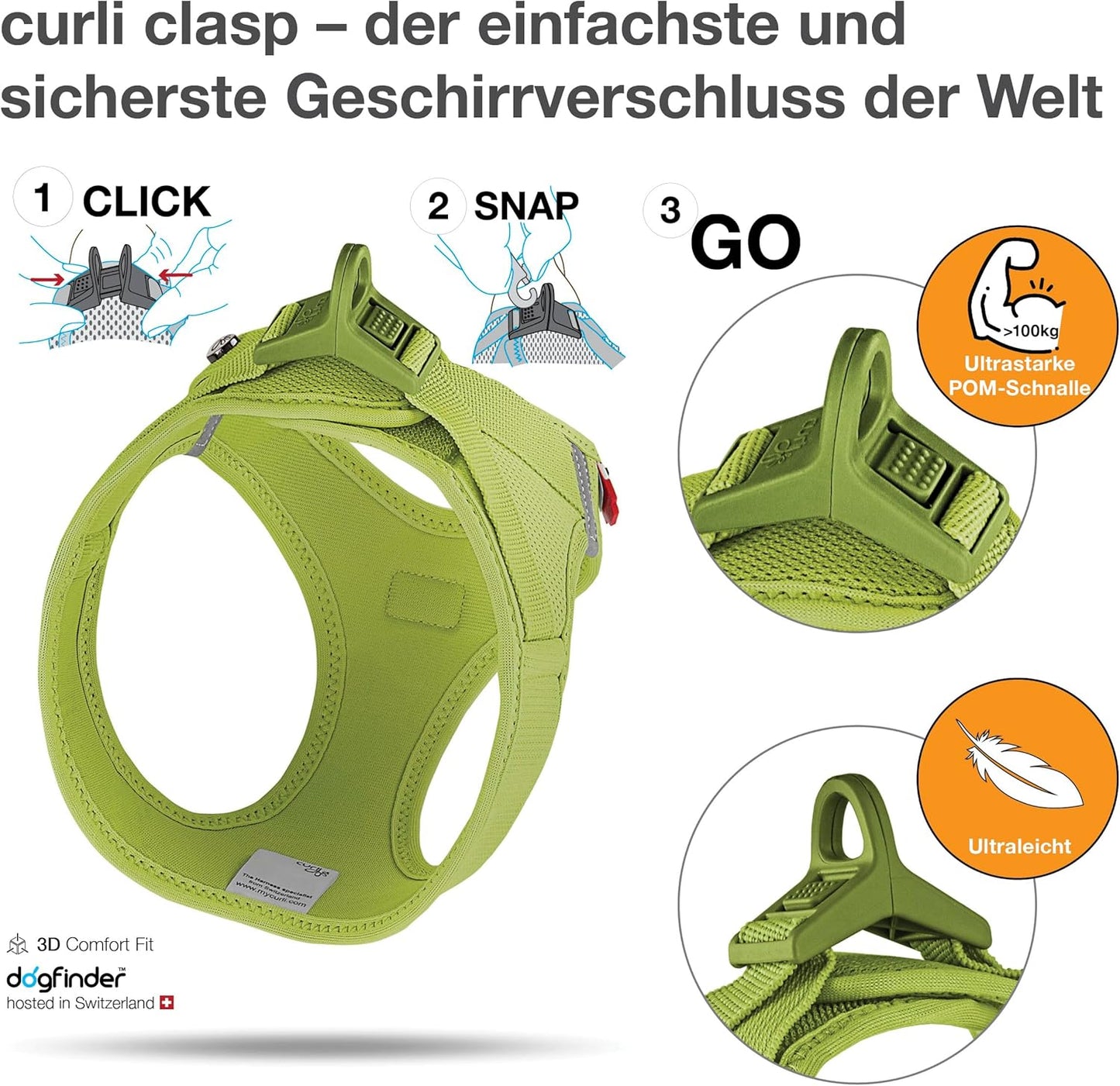 Vest Hundegeschirr Clasp Air-Mesh, Lime 2XS Einfarbig