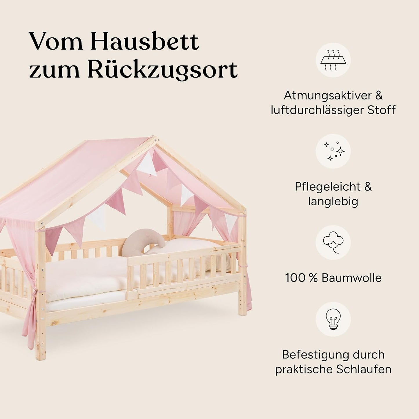 Betthimmel Set für Hausbett, Jade H420 x B120 cm (1er Pack)