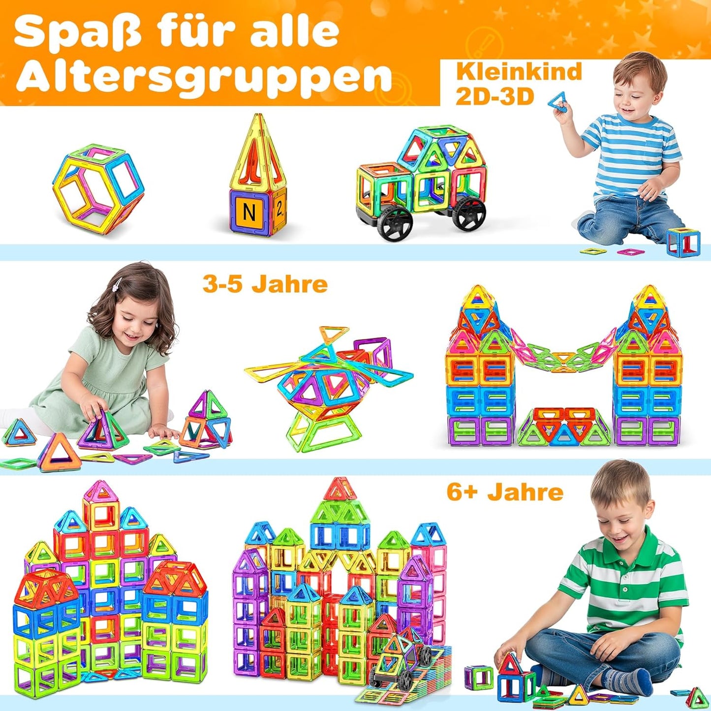 Magnetische Bausteine-Set mit 136 Teilen, Mehreren Farben-136pcs