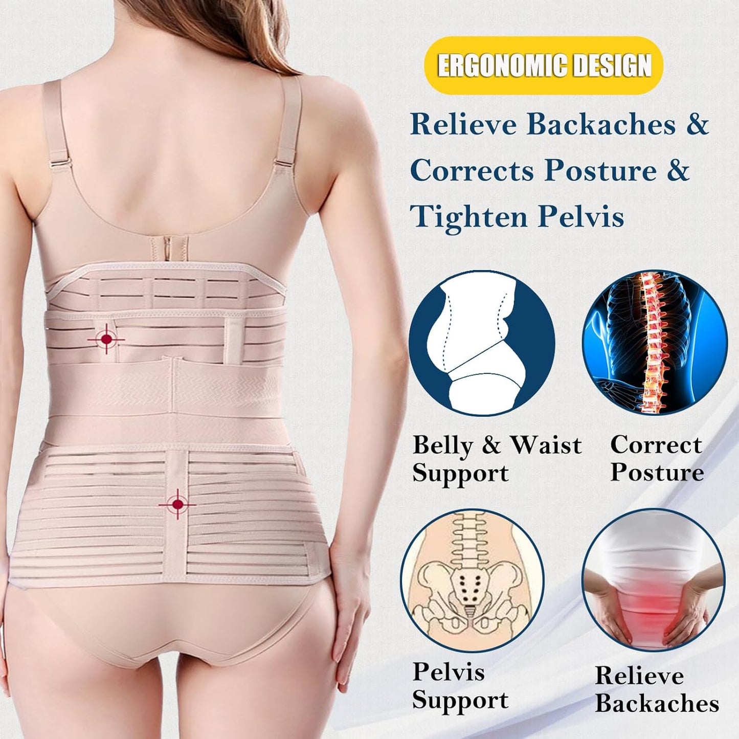 3-in-1 Postpartale Bauchstütze, Einheitsgröße (Pack of 1) Beige