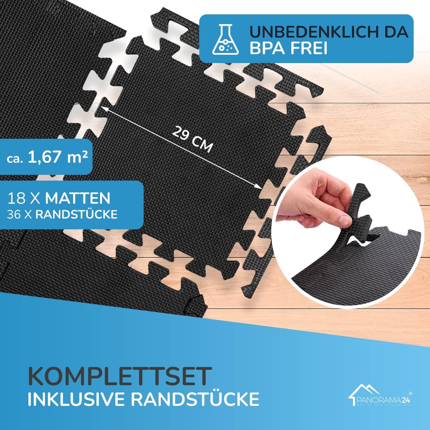 Puzzlematten - 36-teiliges Bodenschutz-Set, 36 Teile (ca. 1,67m²)