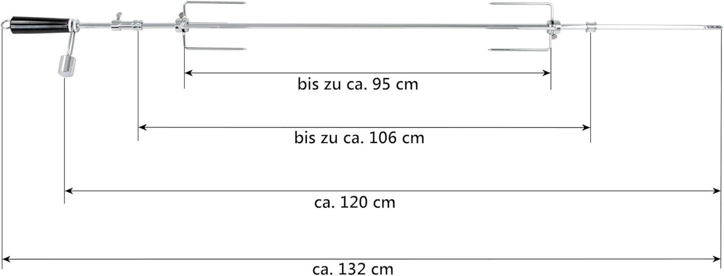Grillspiess-Set mit Motor, 120 cm