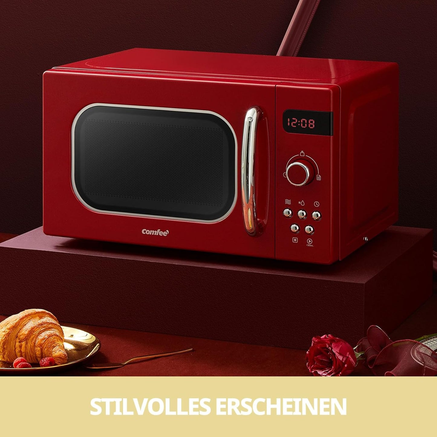 Retro-Mikrowelle CMSRO  20di rd mit Automatikmenüs