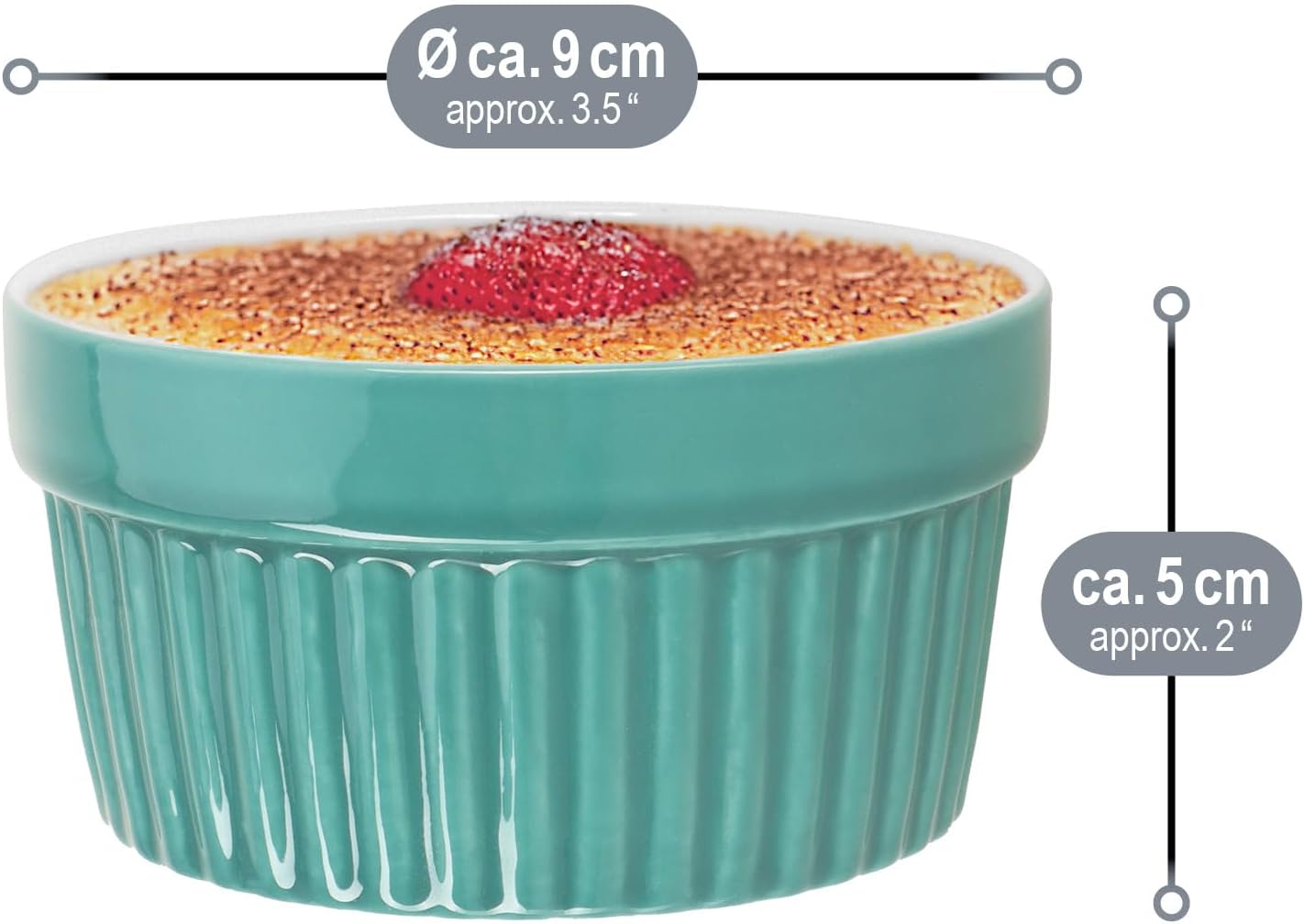 6er-Set Soufflé-Förmchen, Grün - 06 Stück Ø 9cm