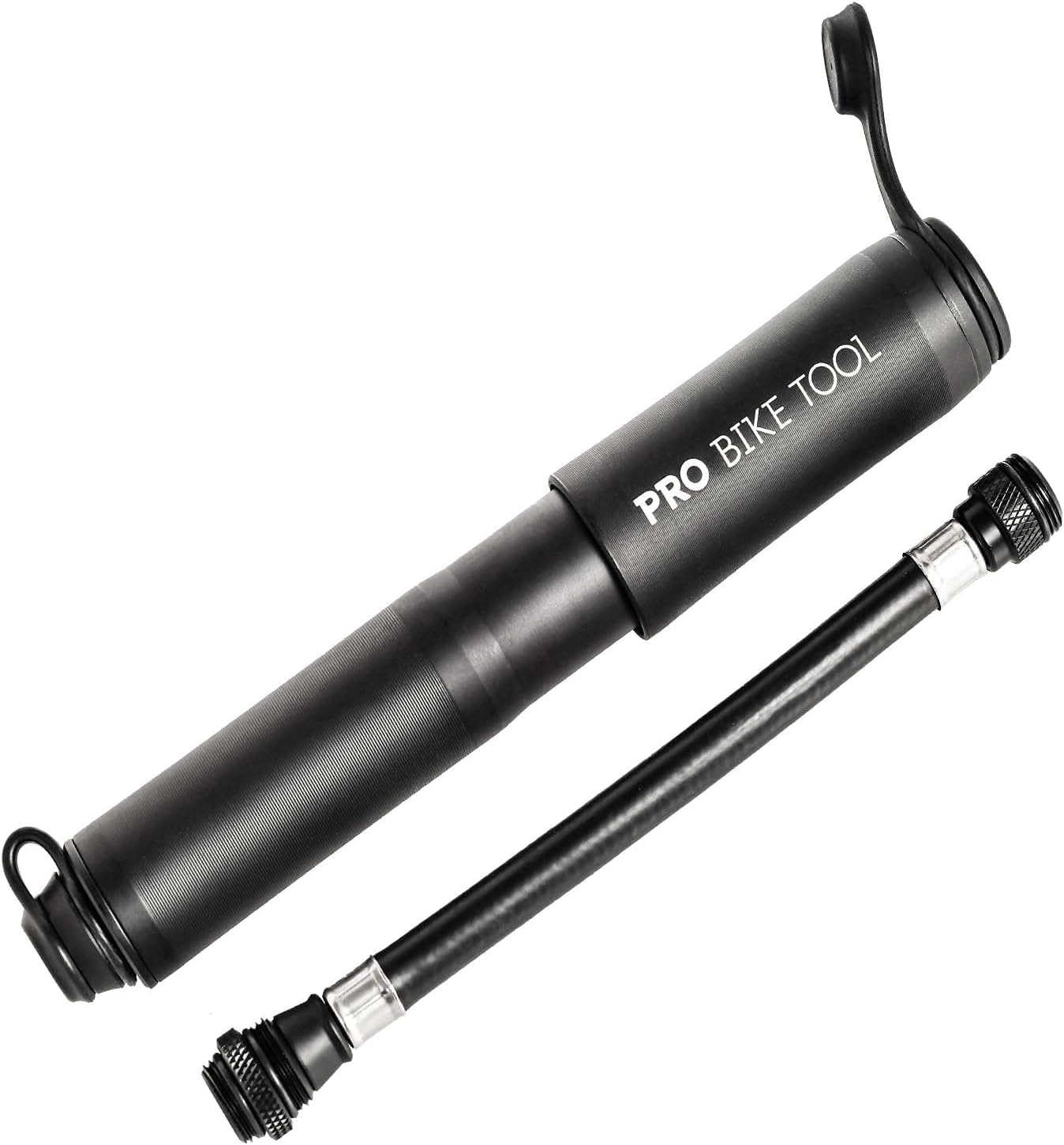 Mini-Fahrradpumpe für Presta- und Schrader-Ventile, Matt Schwarz