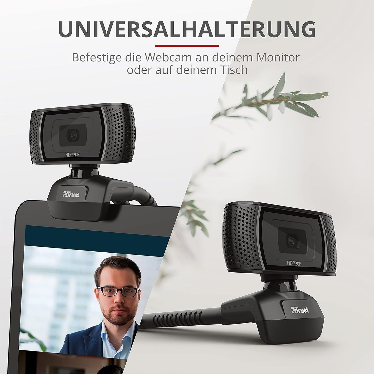 Trino HD Webcam mit Mikrofon und flexiblem Ständer, Trino
