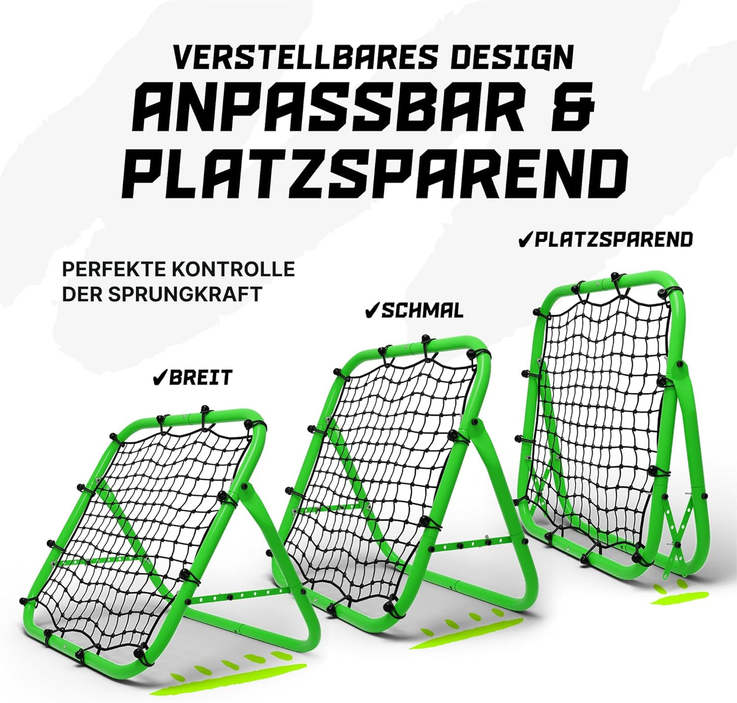 Rebounder für Fussball, Handball, Volleyball & Basketball, 100x100cm Neongrün