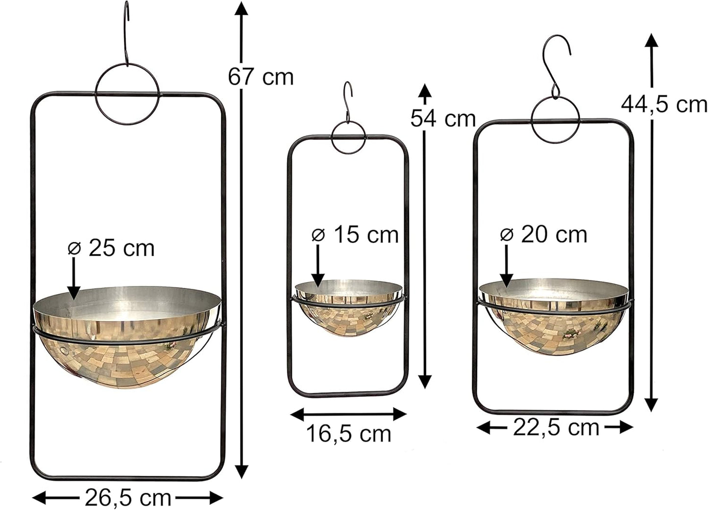 3-teiliges Blumenampel-Set mit Topfhalterung 96083