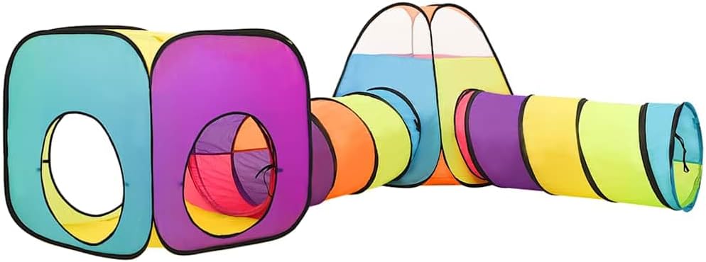 3-in-1 Spielzelt mit Tunnel, Bällebad und Tragetasche, 190x264x90cm, Gelb