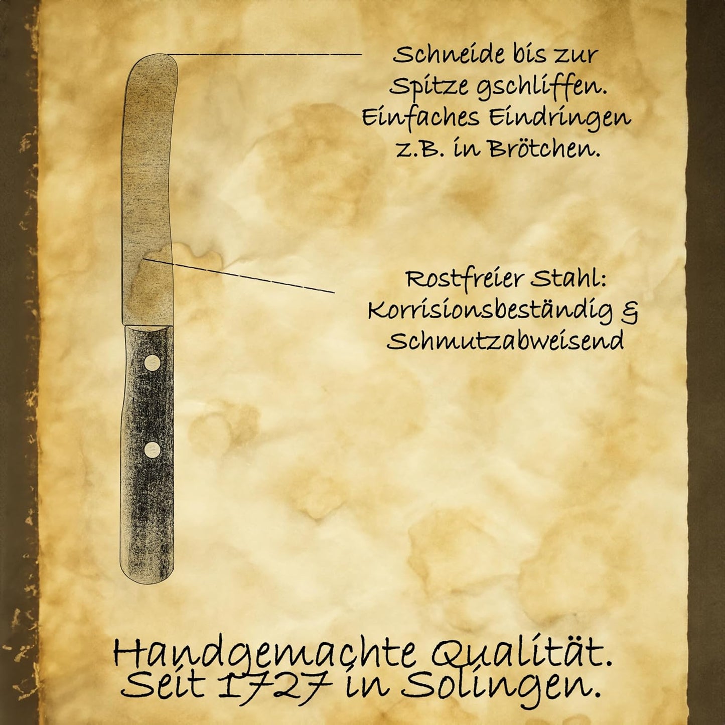 2er-Set Frühstücksmesser, 2x Walnuss