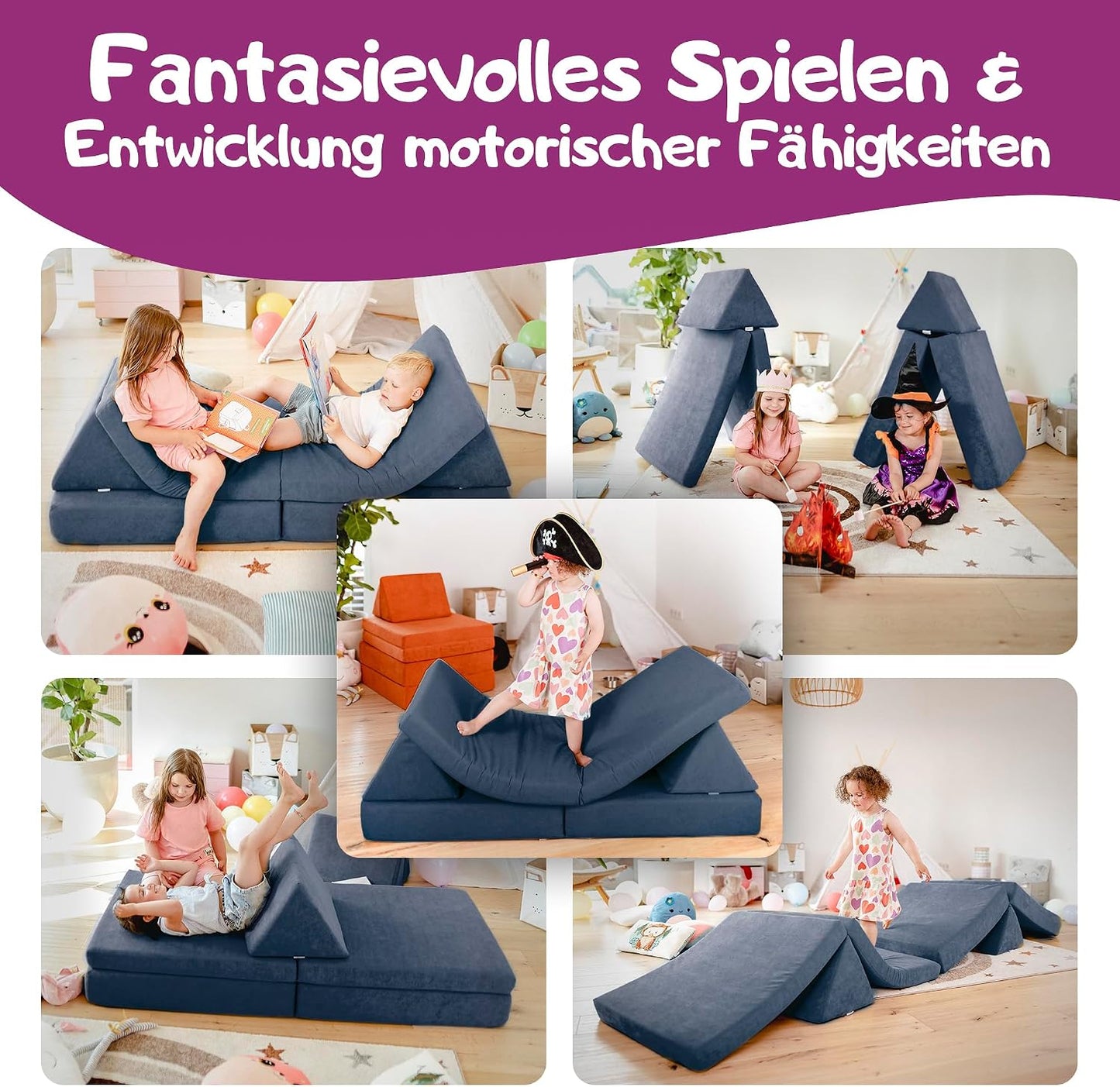 Spielsofa für Kinder, Drachenschuppen Blau