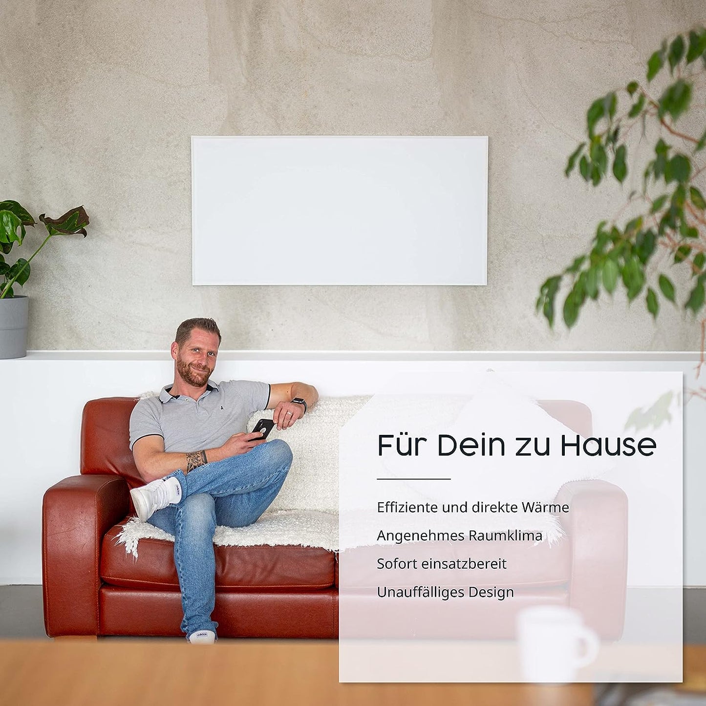 Infrarotheizung P-600, 600 Watt Eco-Modell + Thermostat
